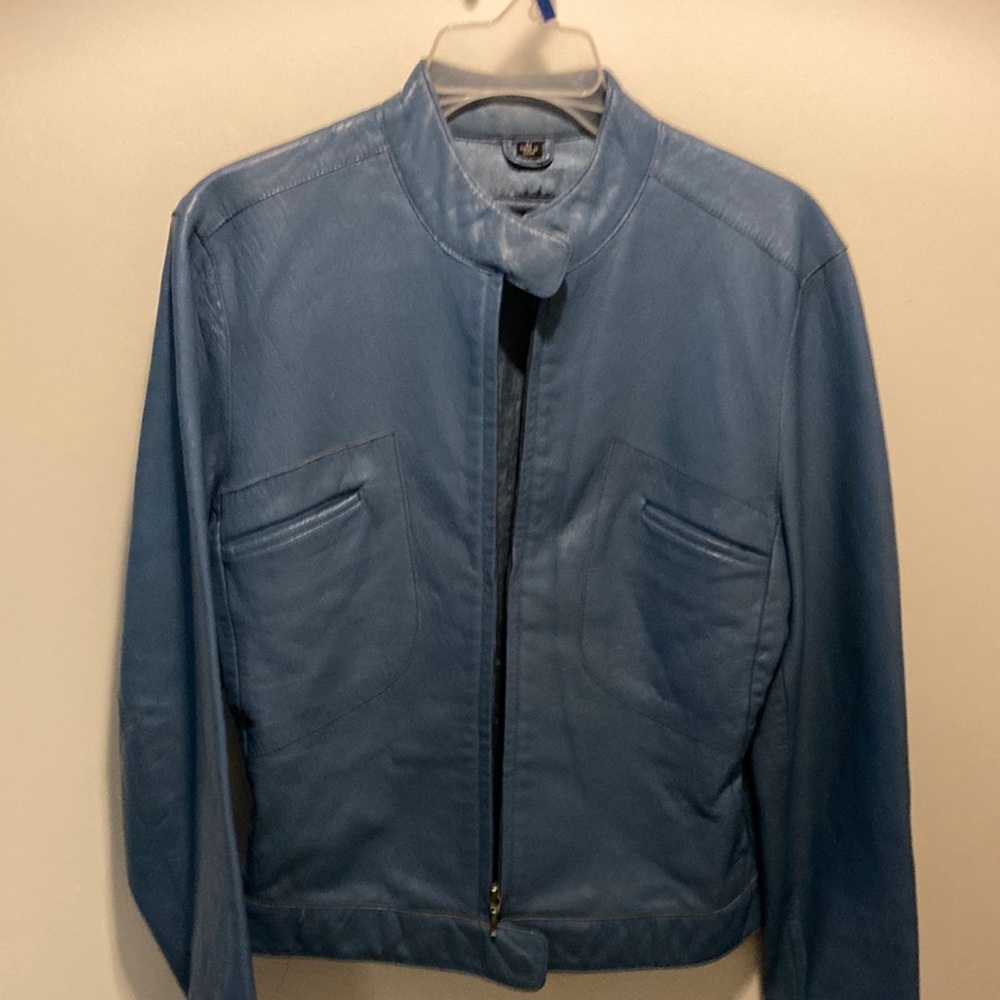 Blue leather jacket